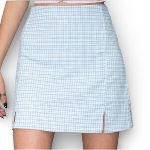 Brandy Melville Cara mini skirt blue & white plaid s/xs​